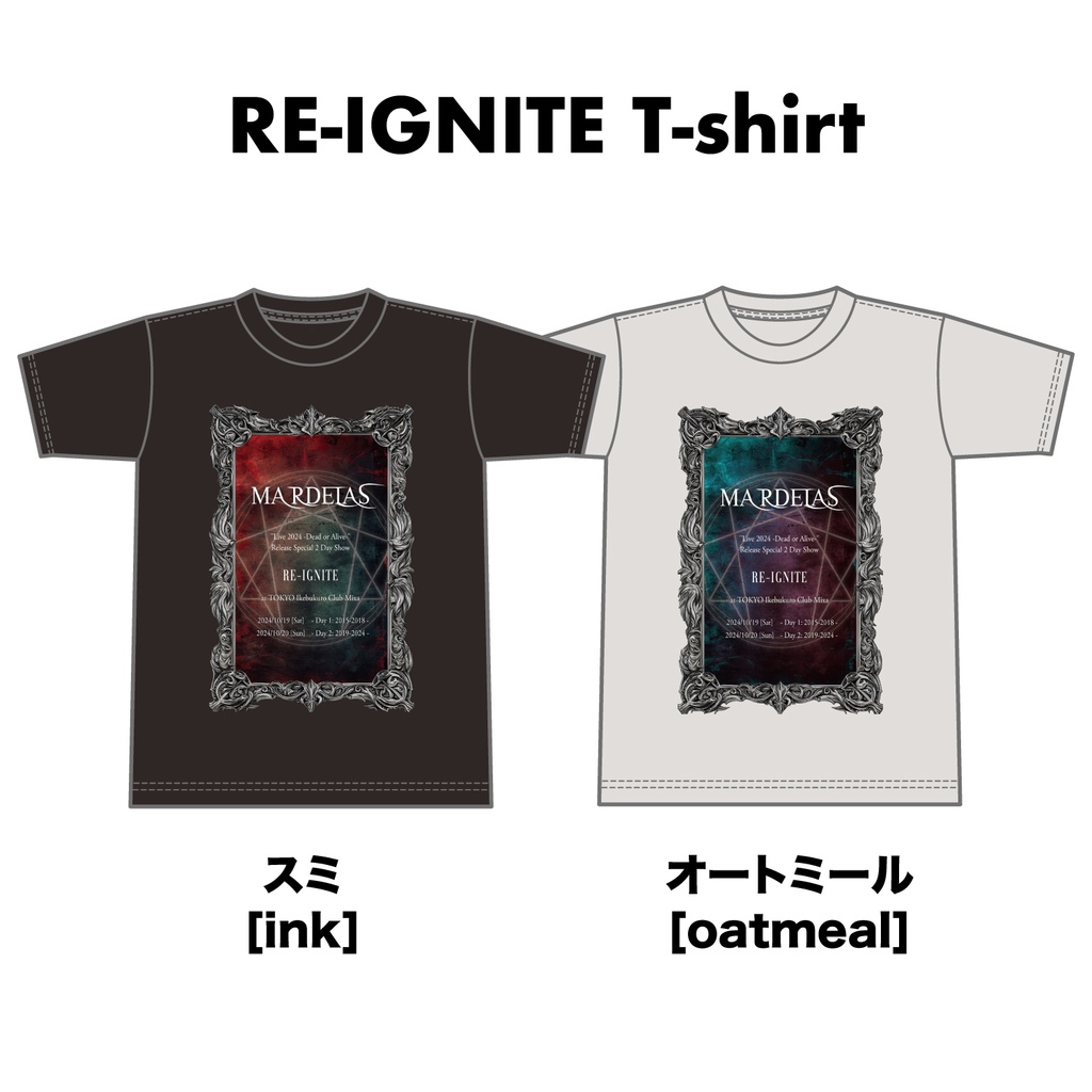【SALE】RE-IGNITE T-shirt (スミ / オートミール)