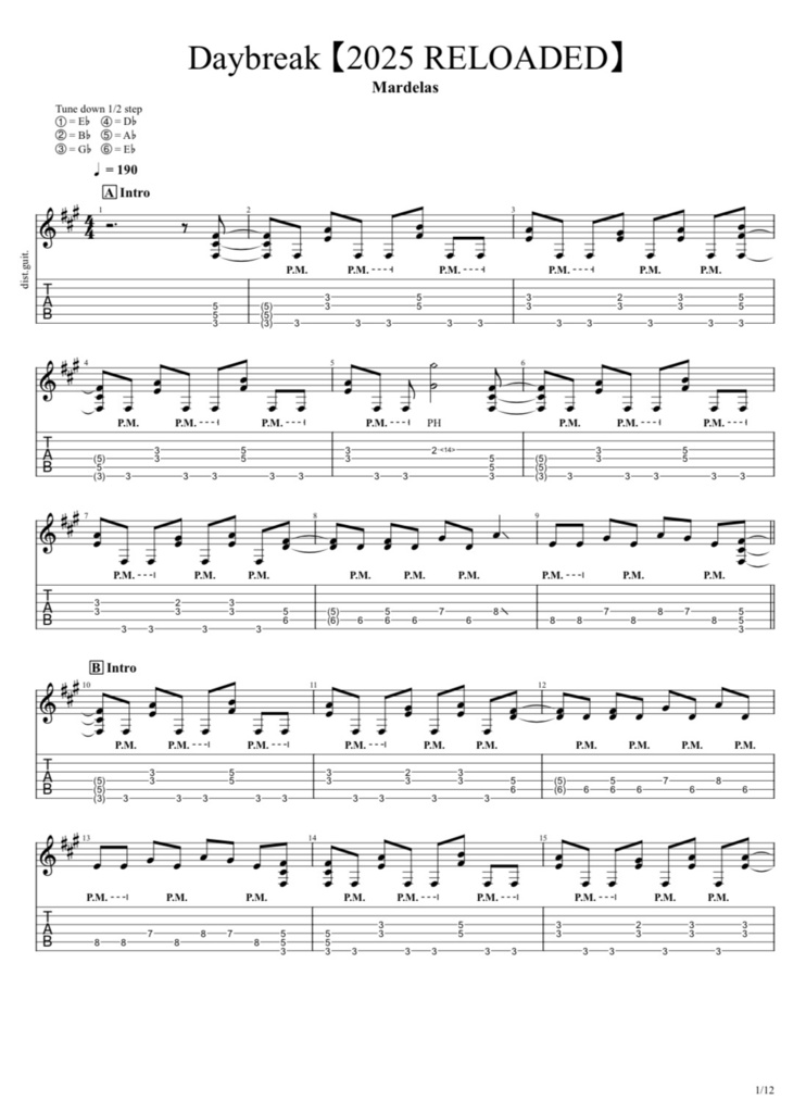 Daybreak 【2025 RELOADED】 Official Guitar Score [PDF + Guitar Pro 8 Files]