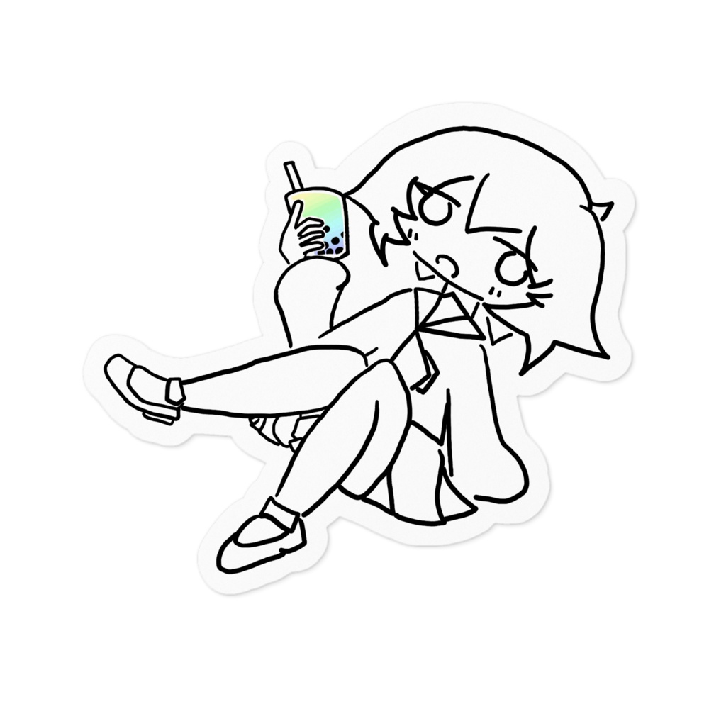 あかつきちゃんステッカー。   たぴおかじぇーけー