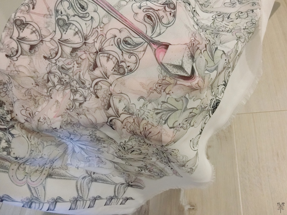 Original Cloth【gray+lace】ハギレ (ポリエステルジョーゼット)