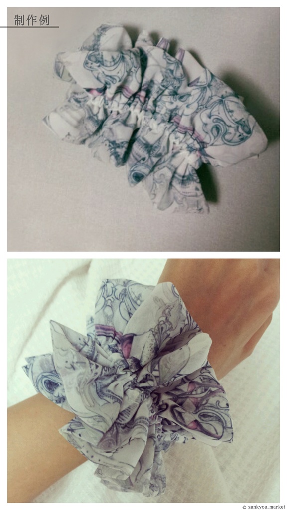 Original Cloth【gray+lace】ハギレ (ポリエステルジョーゼット)