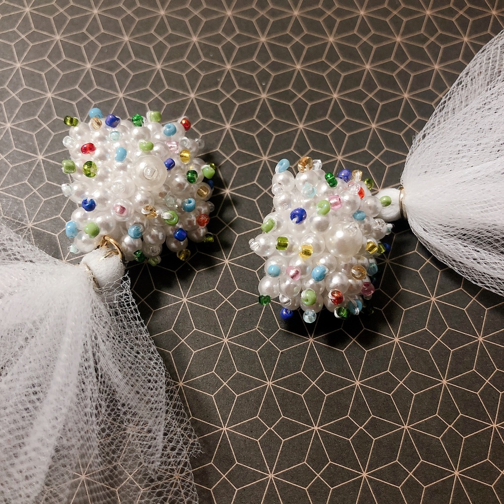 つぶつぶパール イヤリング カラフル レトロドット