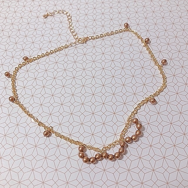 チョーカー ブラウンパール ゴールド スカラップ ハンドメイド