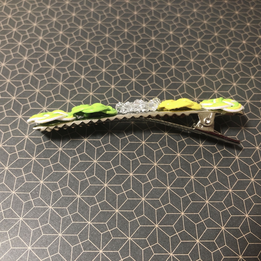 ハンドメイド ヘアクリップ 水引 黄色・黄緑