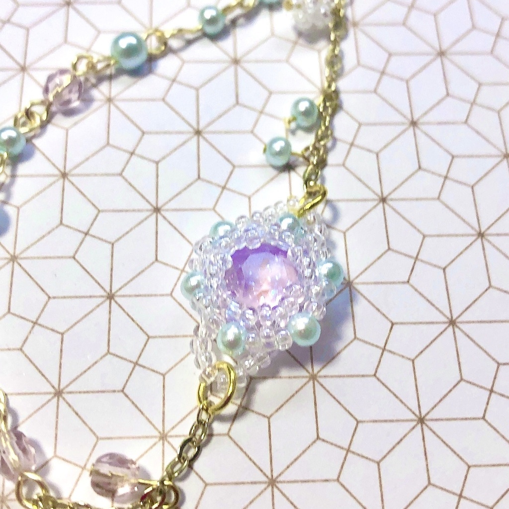 ハンドメイドブレスレット ホワイト ラベンダー