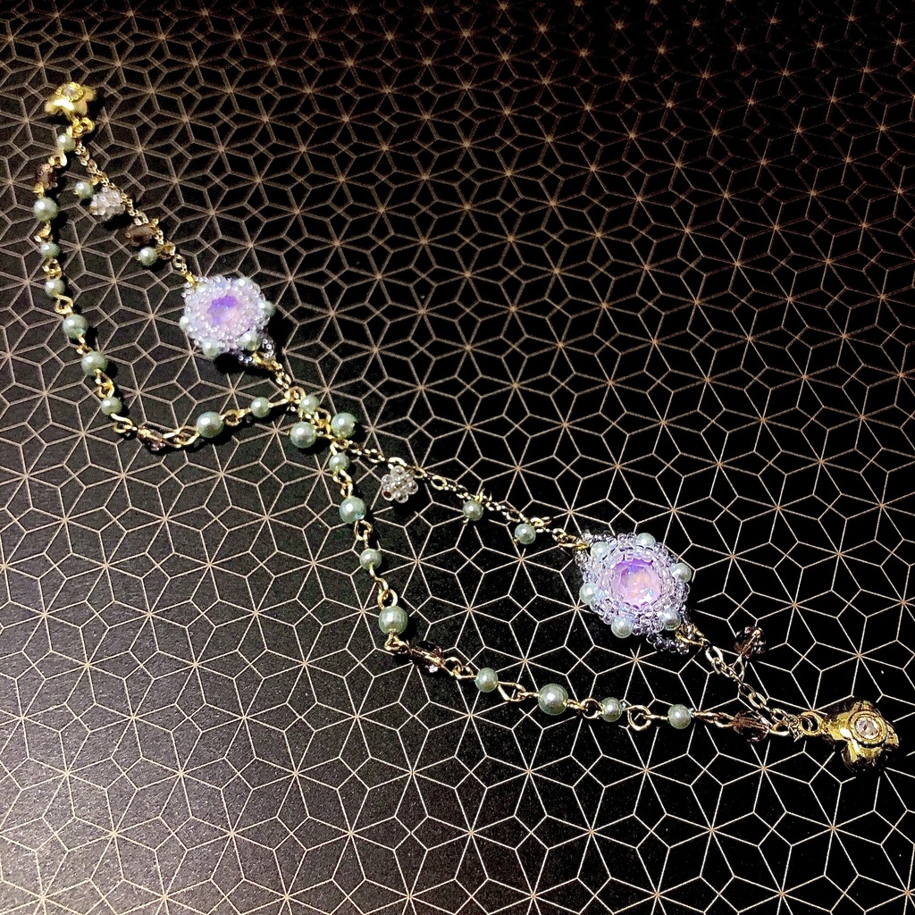 ハンドメイドブレスレット ホワイト ラベンダー