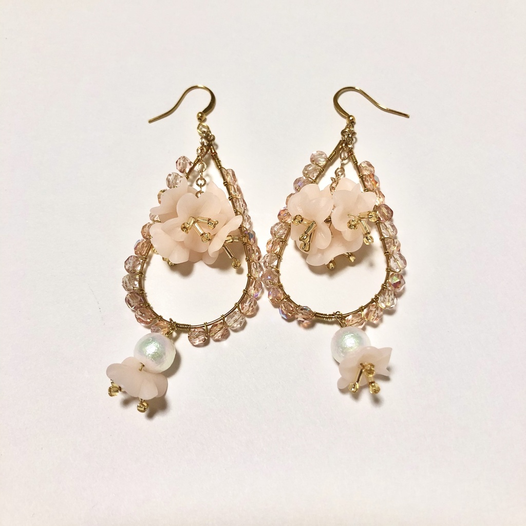 ハンドメイドピアス 桜 フープ