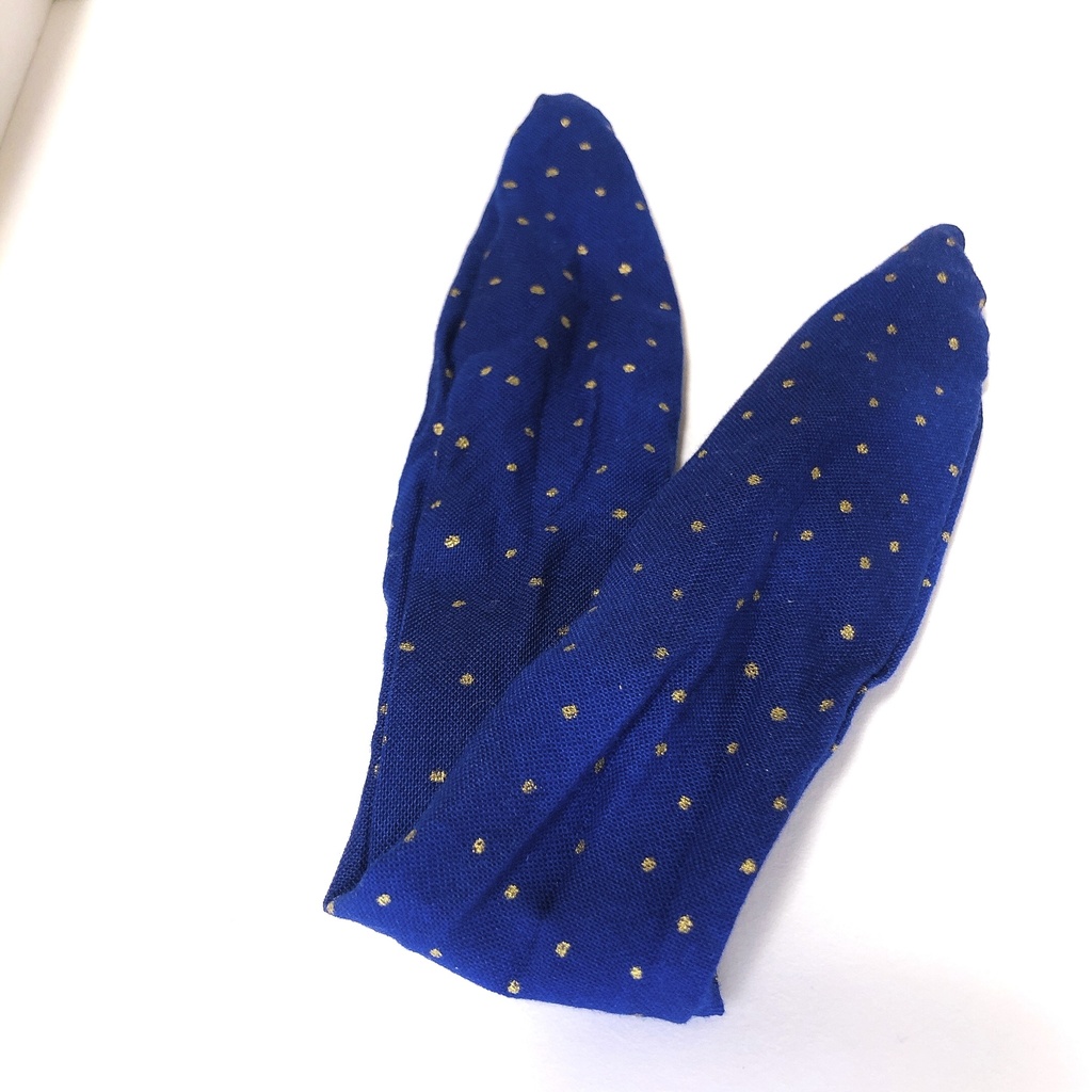 ハンドメイドシュシュセット 大ぶり 夜空模様 ネイビー×イエロー