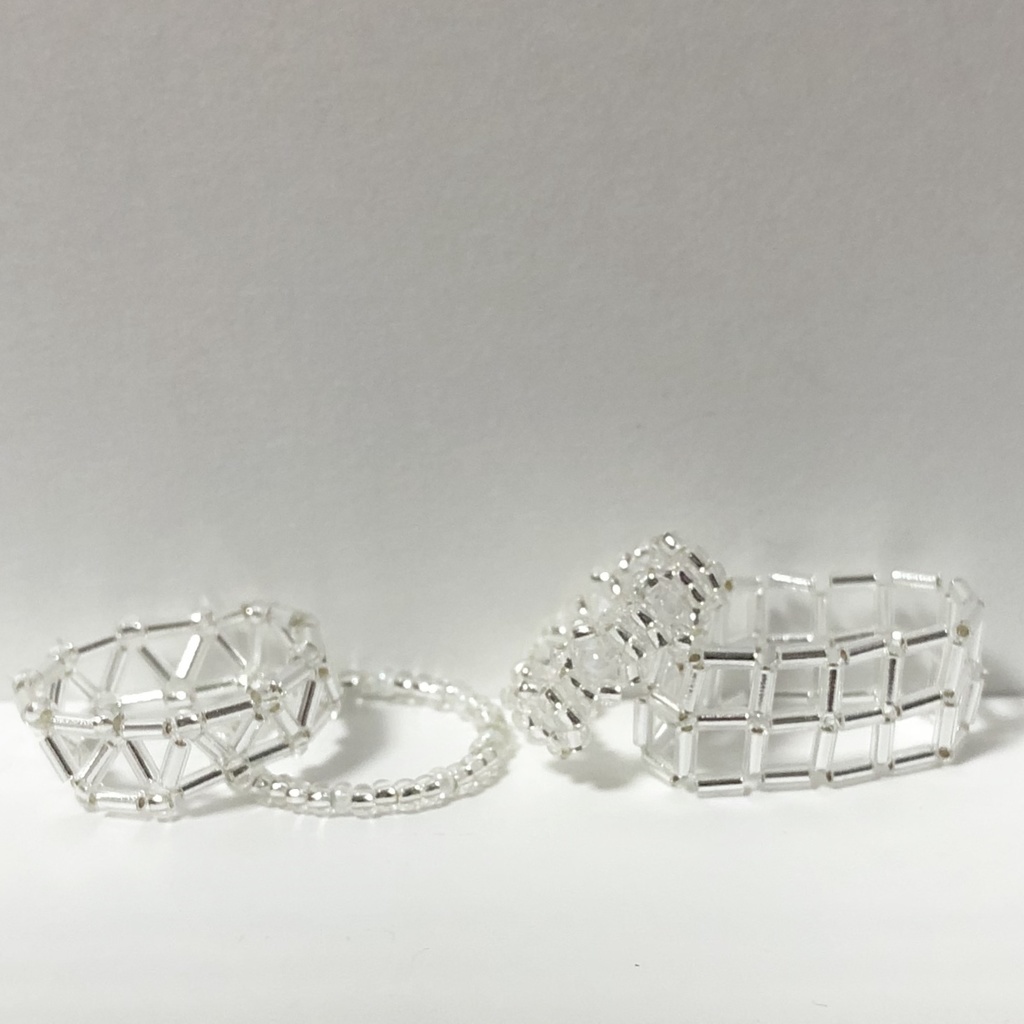 ハンドメイドリングセット 幾何学 フラワー シルバー