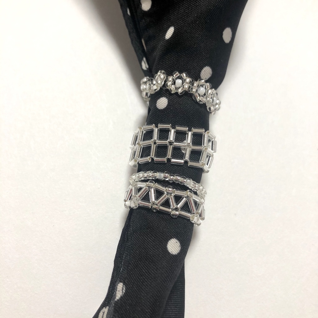 ハンドメイドリングセット 幾何学 フラワー シルバー