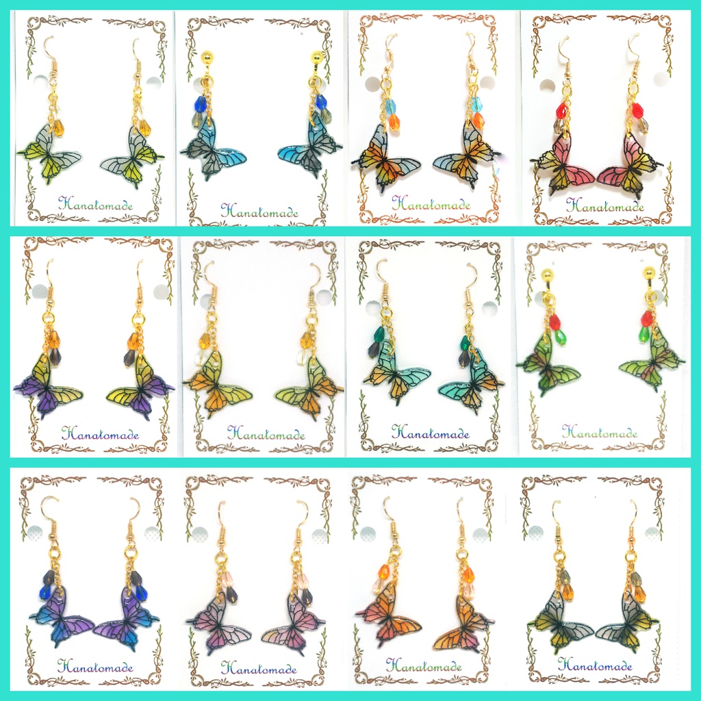 硝子蝶のイヤリング/ピアス