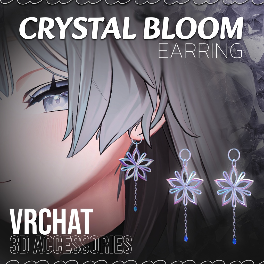 【VRChat】~Crystal Bloom Earrings