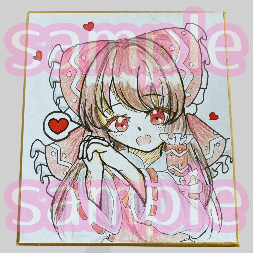 ミニ色紙手描きイラスト【博麗霊夢】
