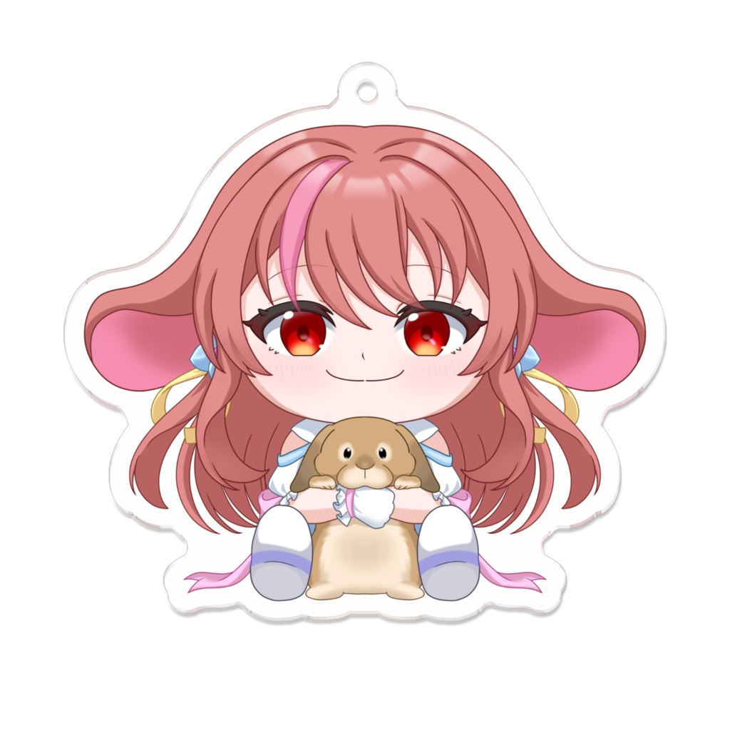 うさちゃんと小さい桜のアクリルキーホルダー(笑顔)【常設】
