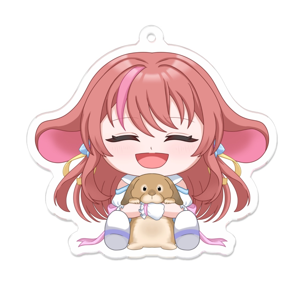 うさちゃんと小さい桜のアクリルキーホルダー（にこにこ）【常設】