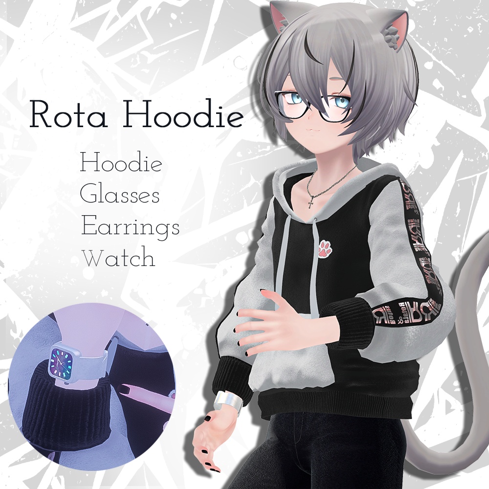 【kuuta専用衣装】Rota Hoodie（パーカー＋アクセサリーセット）眼鏡/時計/ネックレス/ピアス 