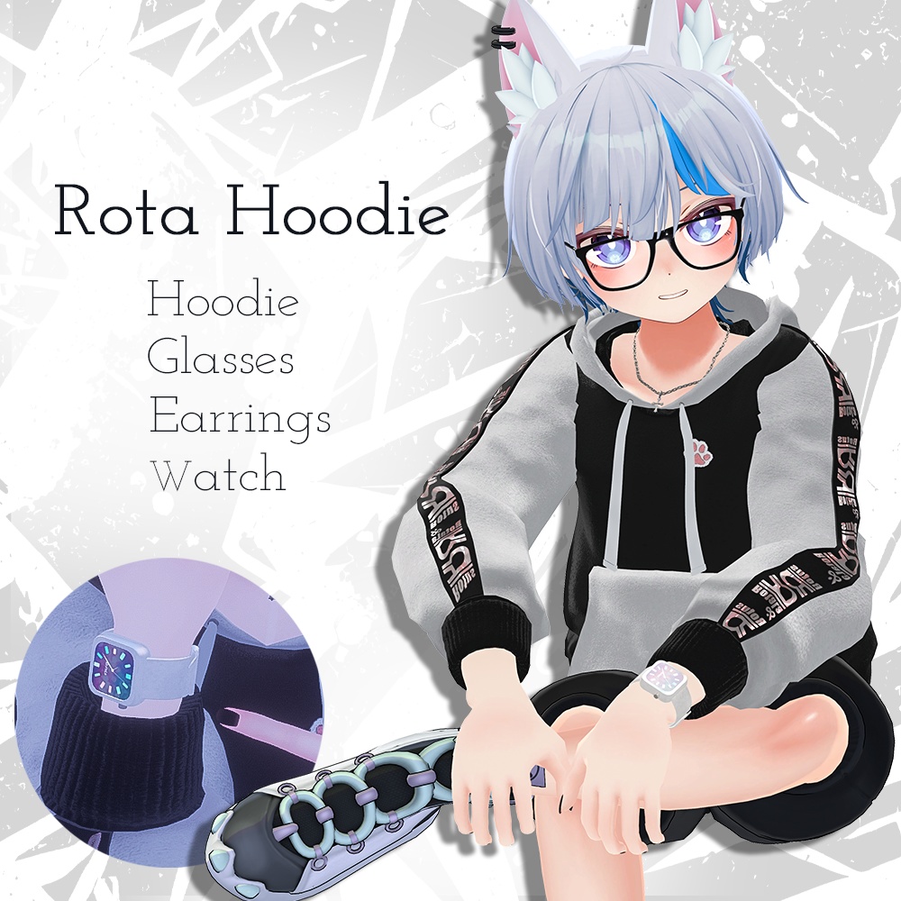 【HAOLAN専用衣装】Rota Hoodie（パーカー＋アクセサリーセット）眼鏡/時計/ネックレス/ピアス