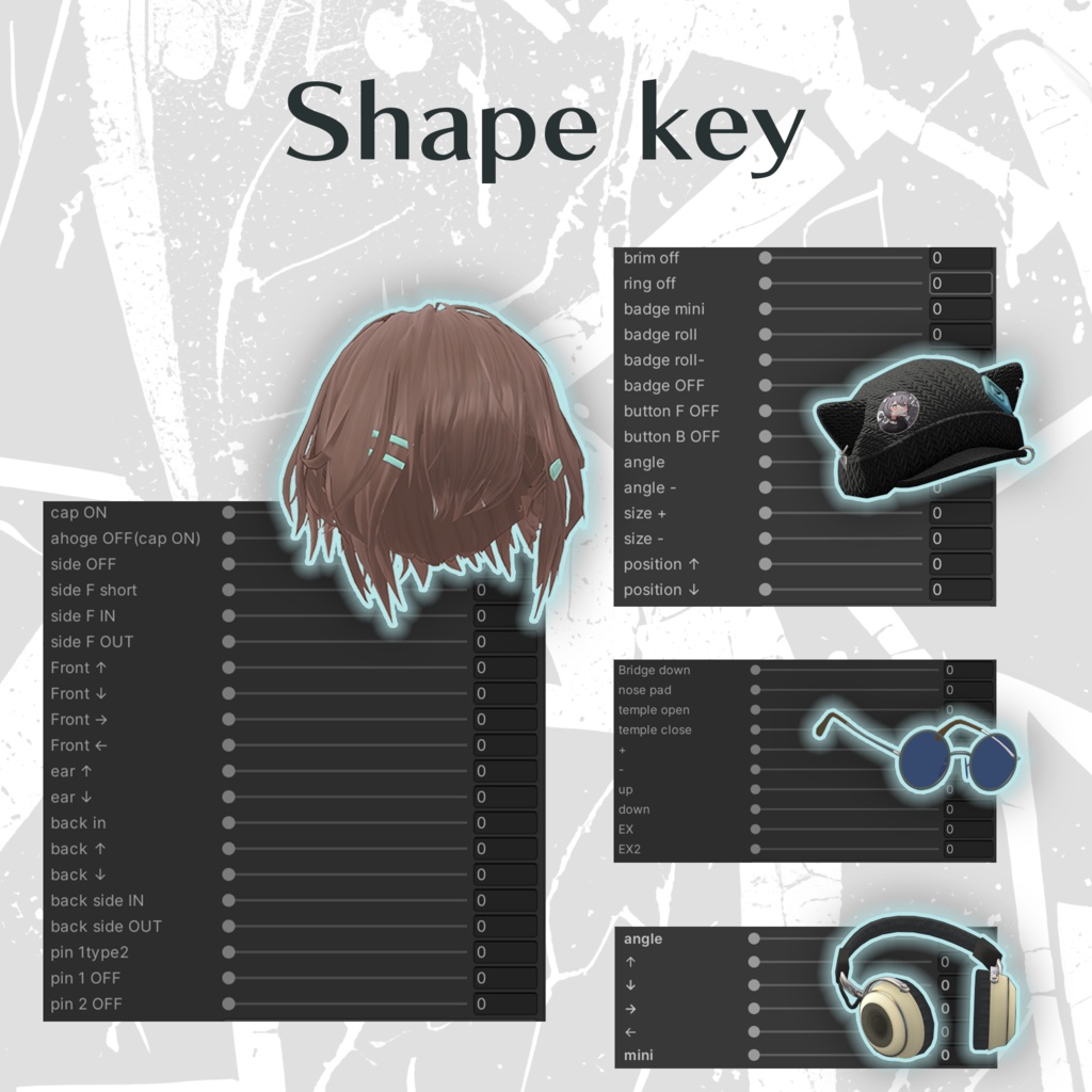 【Kuuta専用】SL+Casual style set(髪型/帽子/ヘッドフォン/サングラス)