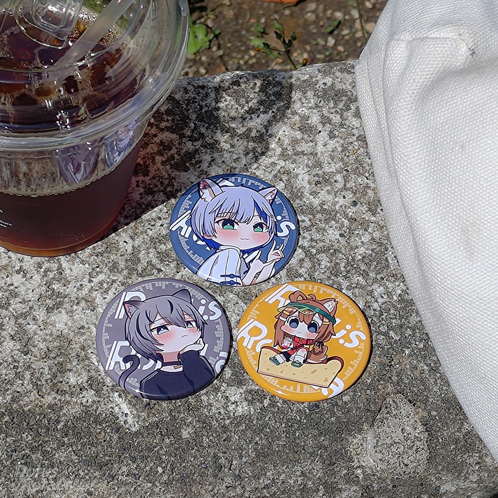 VRChat キャラクター缶バッジ3種類44mm くうた/ハオラン/まめひなた
