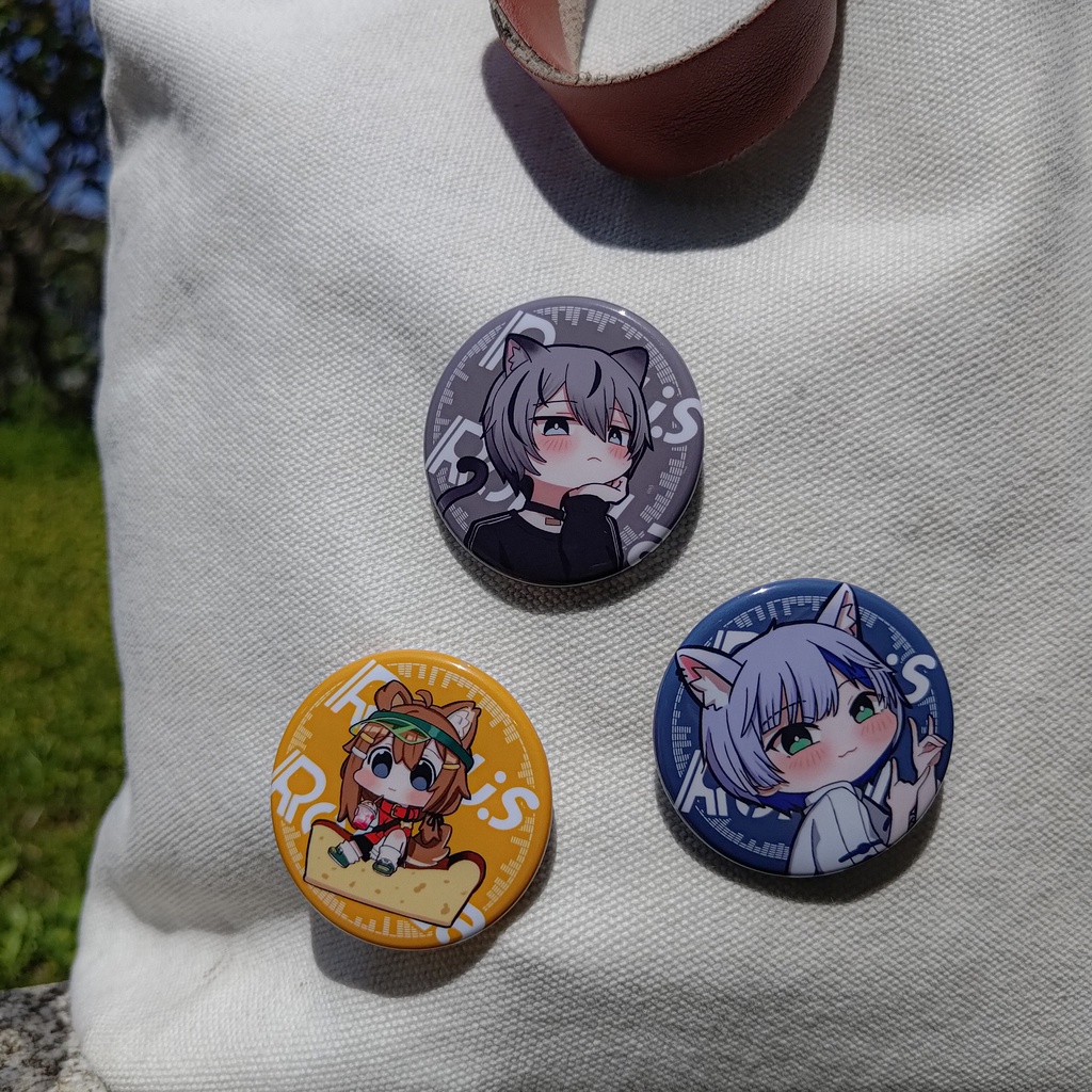 VRChat キャラクター缶バッジ3種類44mm くうた/ハオラン/まめひなた