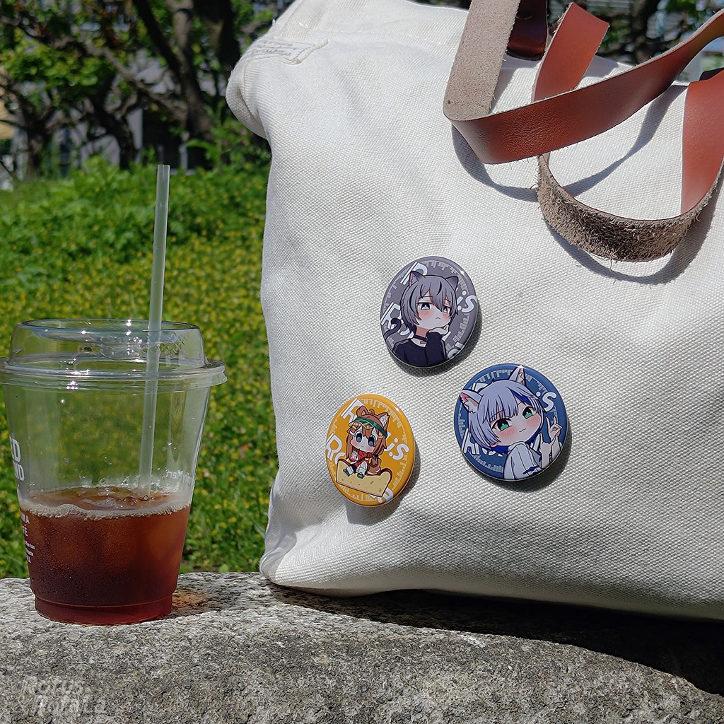 VRChat キャラクター缶バッジ3種類44mm くうた/ハオラン/まめひなた