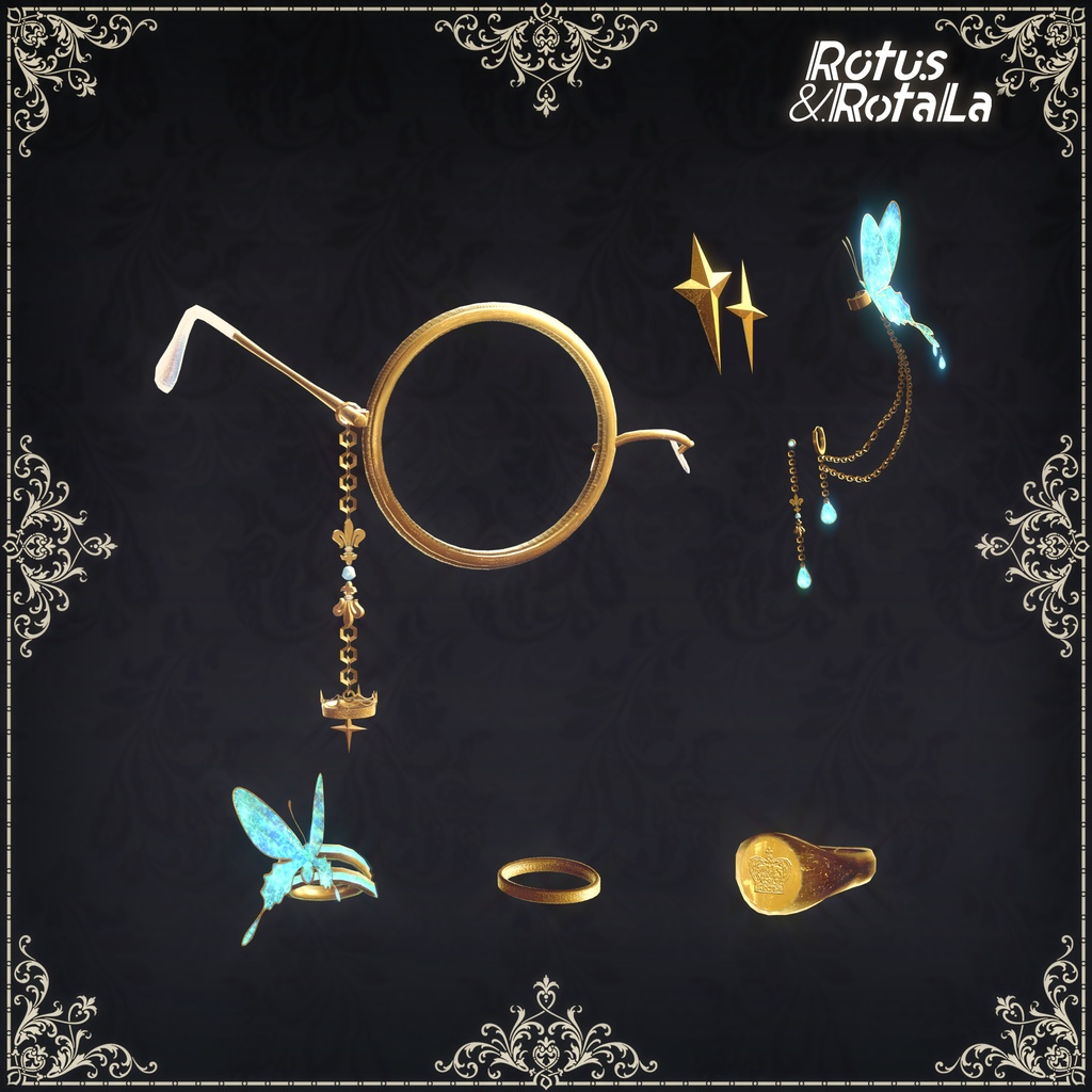 CORONET Halo+Loyal set(モノクル/ピアス/髪飾り/指輪)MA対応 アニメーション付