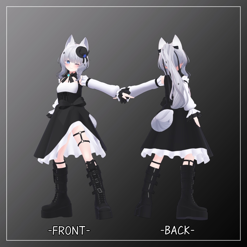 シアン衣対応衣装【Gothic Asymmetrical Skirt】