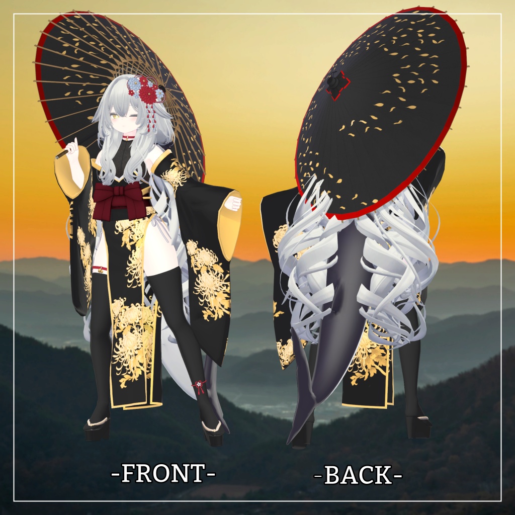 ルルネ&瑞希対応衣装【Slit Kimono】