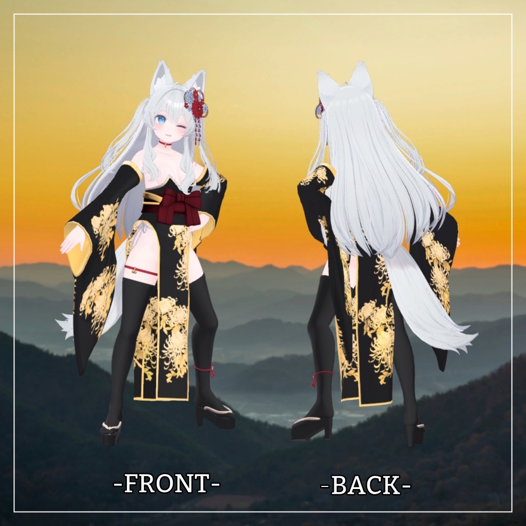 ライム&シフォン&ショコラ対応衣装【Slit Kimono】