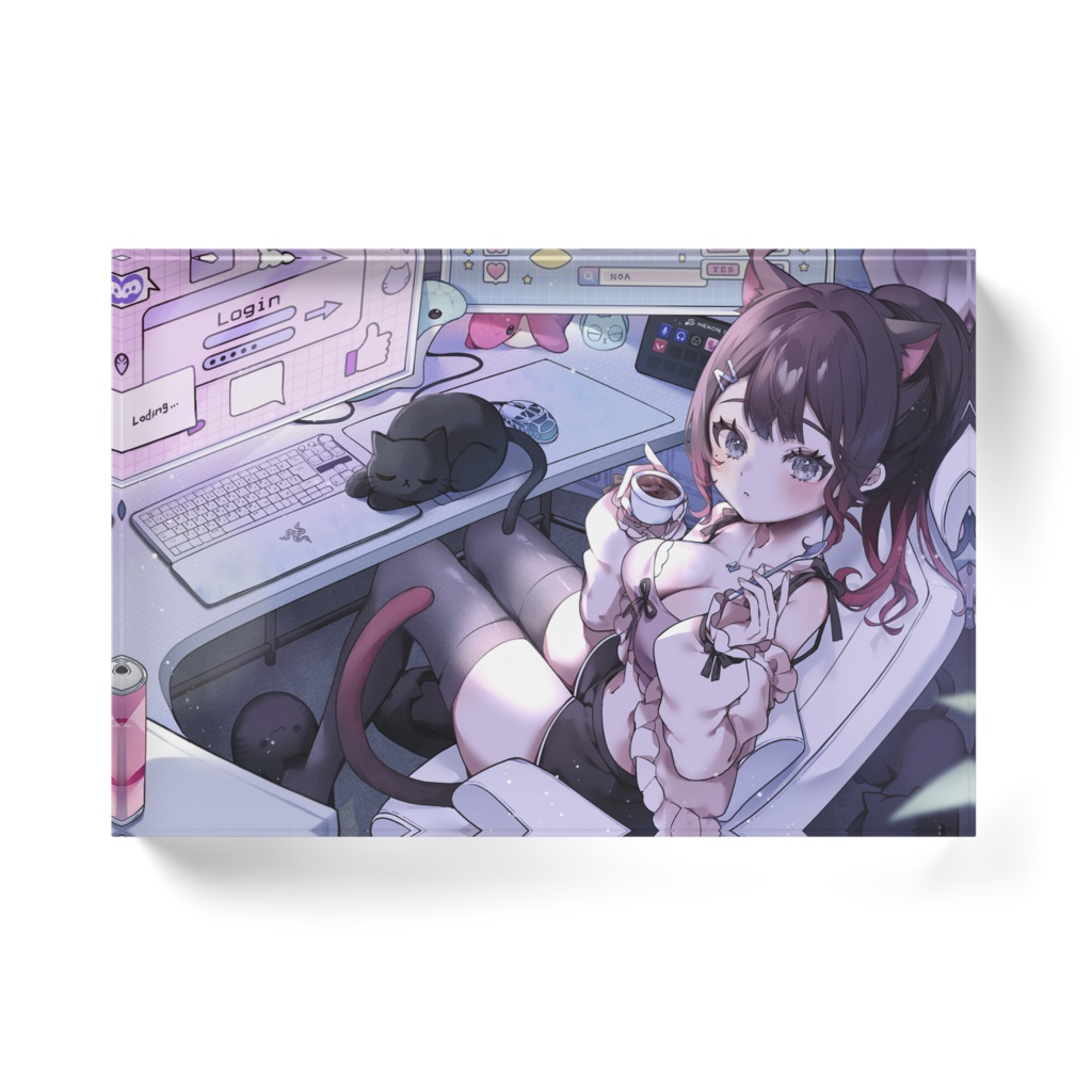 【限定販売】活動四周年記念 アクリルブロック【猫乃寝のあ/個人Vtuber】