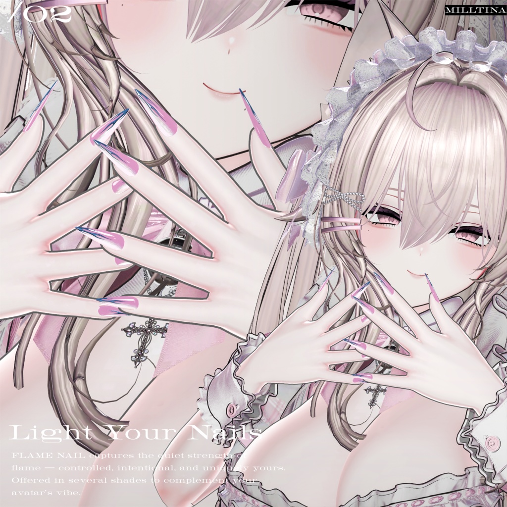 【7アバター対応】Flame Nail ঌ HeptaColor #clnsq