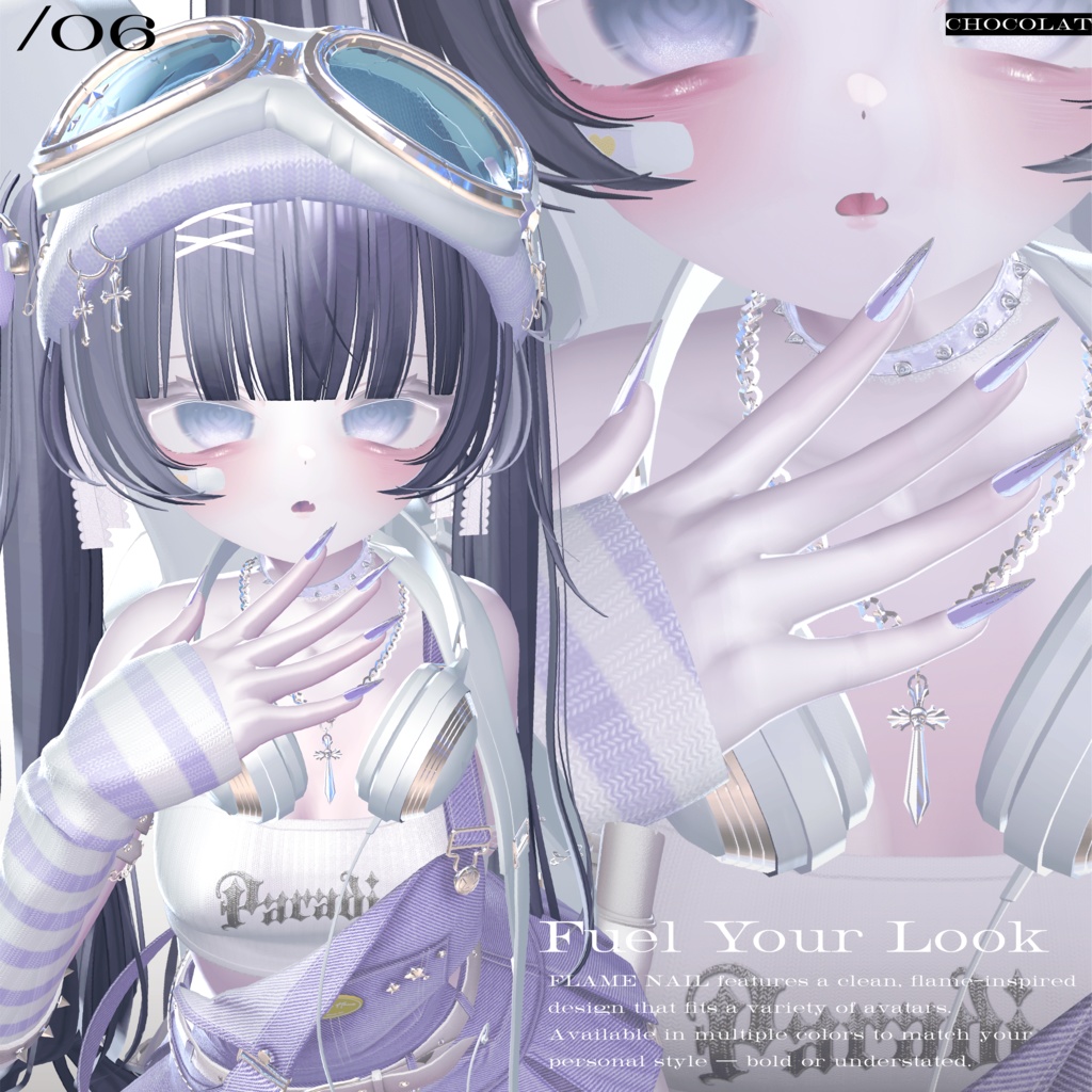 【7アバター対応】Flame Nail ঌ HeptaColor #clnsq