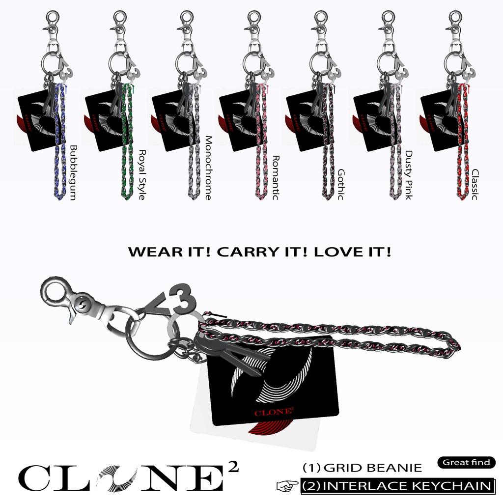 【フリーサイズ】Grid Beanie & Interlace keychain【MA対応】 #clnsq