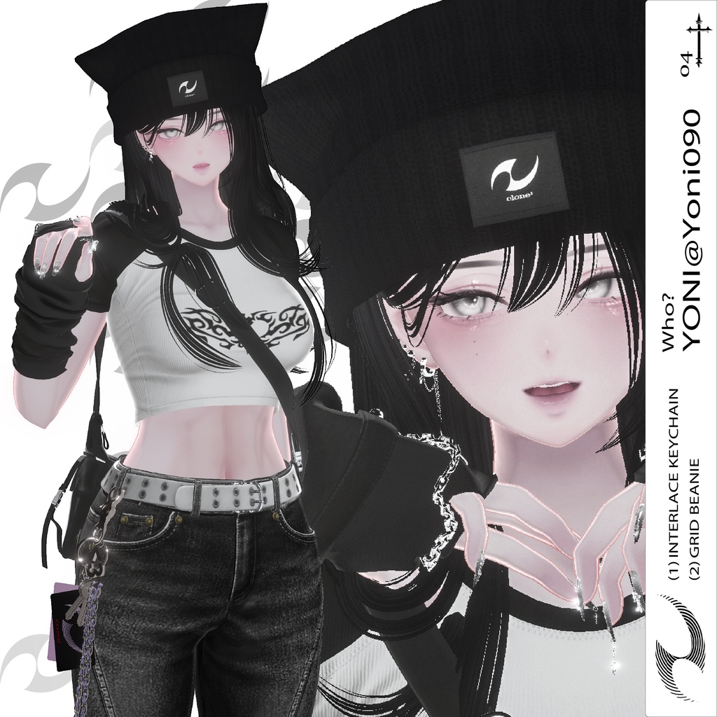 【フリーサイズ】Grid Beanie & Interlace keychain【MA対応】 #clnsq