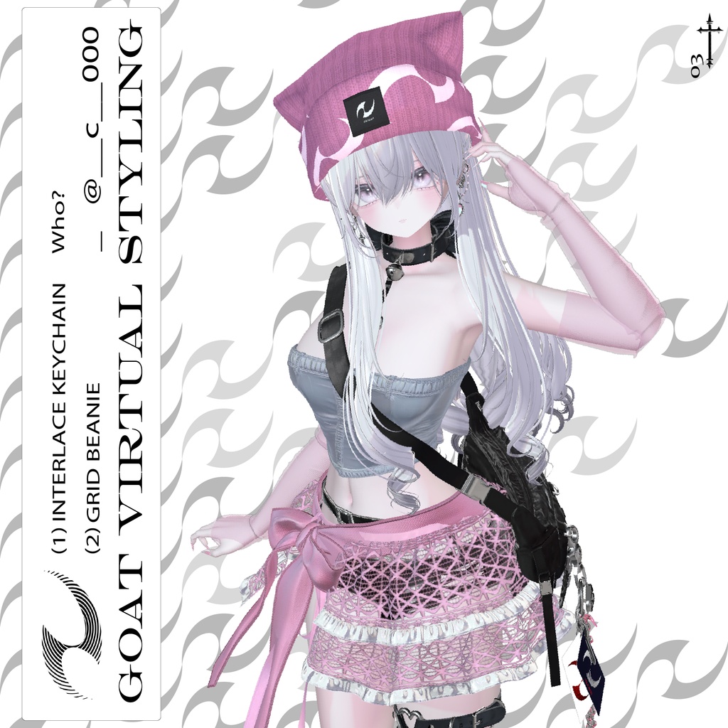 【フリーサイズ】Grid Beanie & Interlace keychain【MA対応】 #clnsq