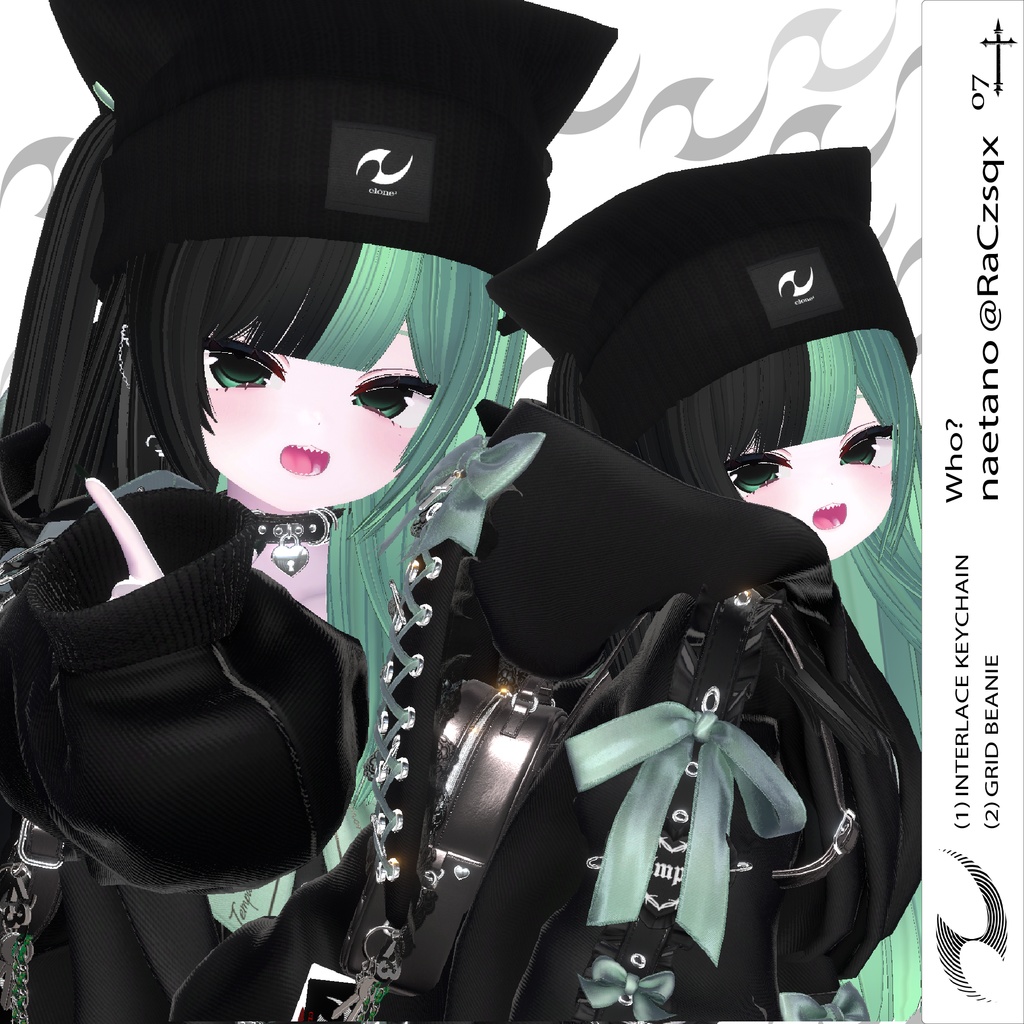 【フリーサイズ】Grid Beanie & Interlace keychain【MA対応】 #clnsq