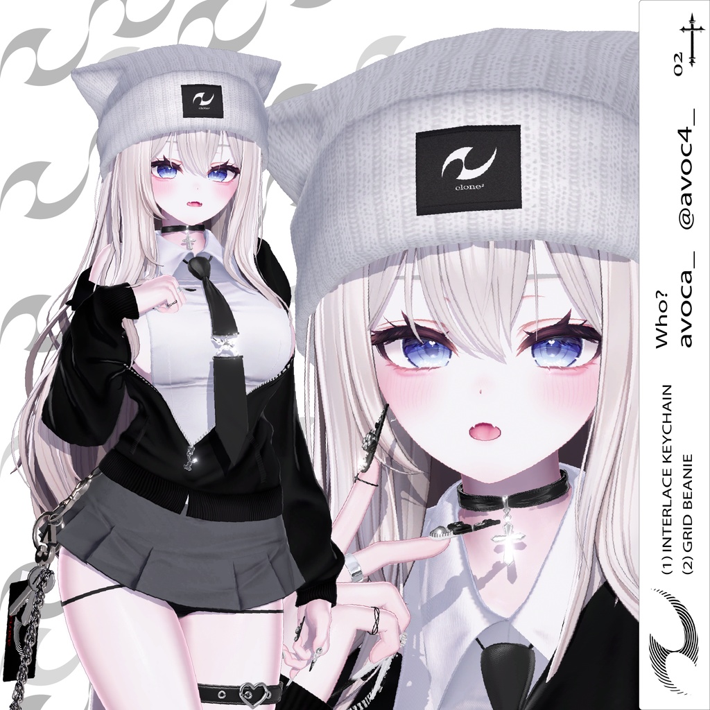 【フリーサイズ】Grid Beanie & Interlace keychain【MA対応】 #clnsq