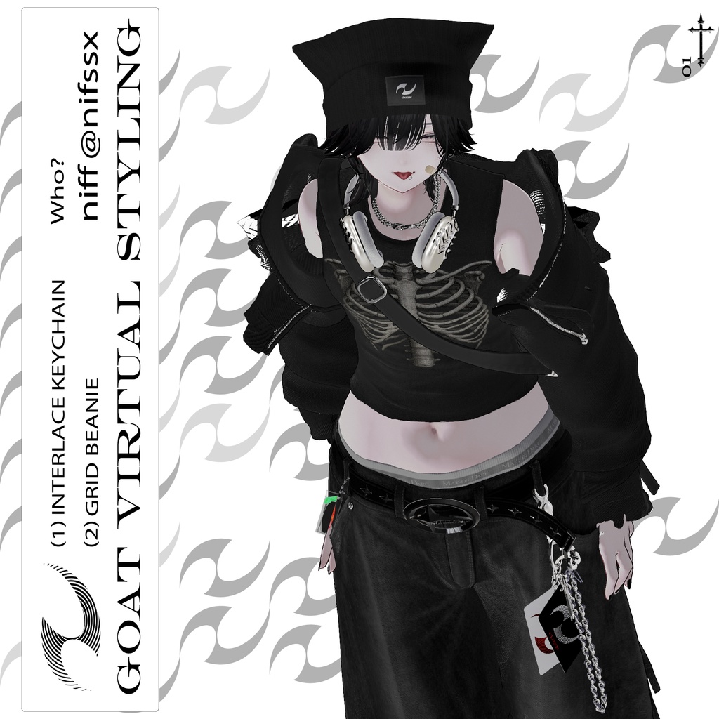 【フリーサイズ】Grid Beanie & Interlace keychain【MA対応】 #clnsq