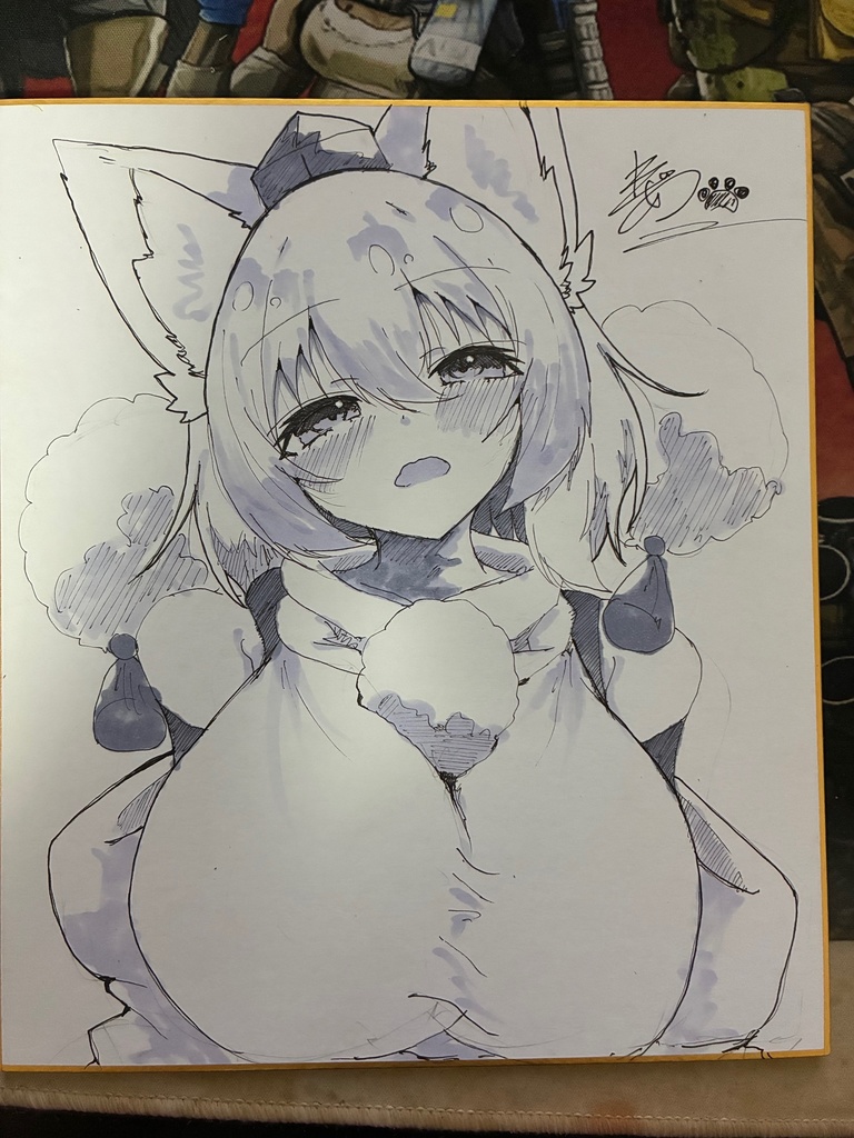 【中色紙】犬走椛モノクロ色紙【イラスト作品】