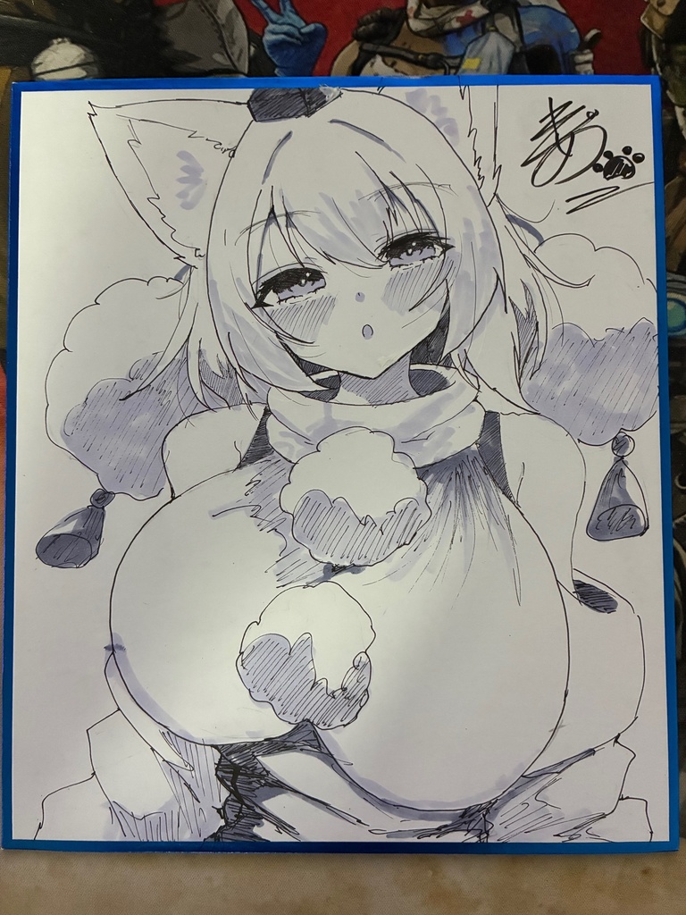 【中色紙】椛ちゃんモノクロ色紙【イラスト】