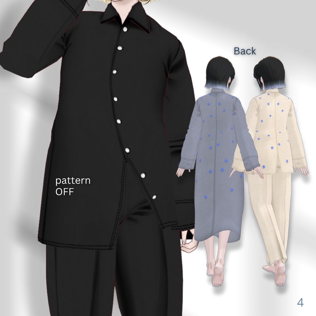 【無料】Linen Set-Up & Shirt One-Piece【VRoid】