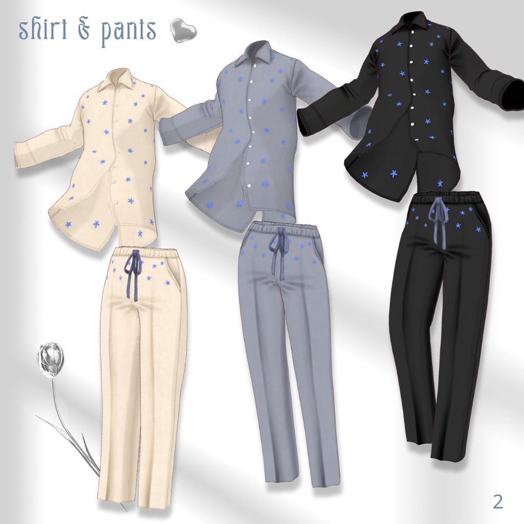 【無料】Linen Set-Up & Shirt One-Piece【VRoid】