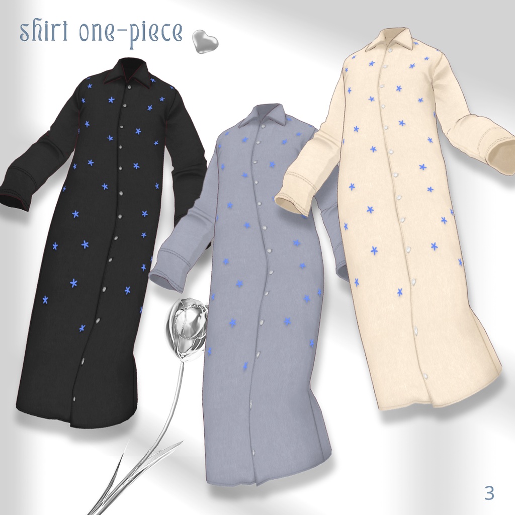 【無料】Linen Set-Up & Shirt One-Piece【VRoid】