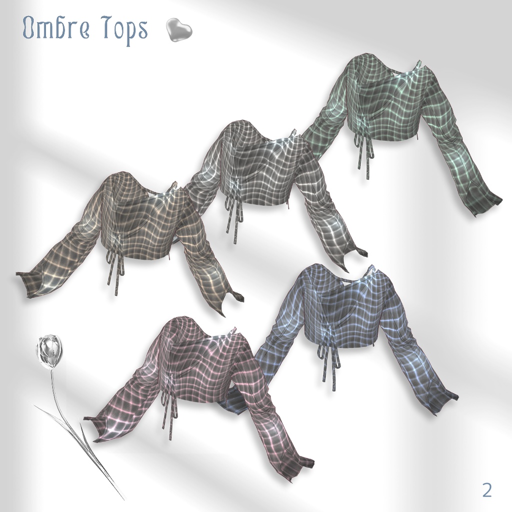 Wrap Skirt, Flare Pants &Ombre Tops Set【VRoid】