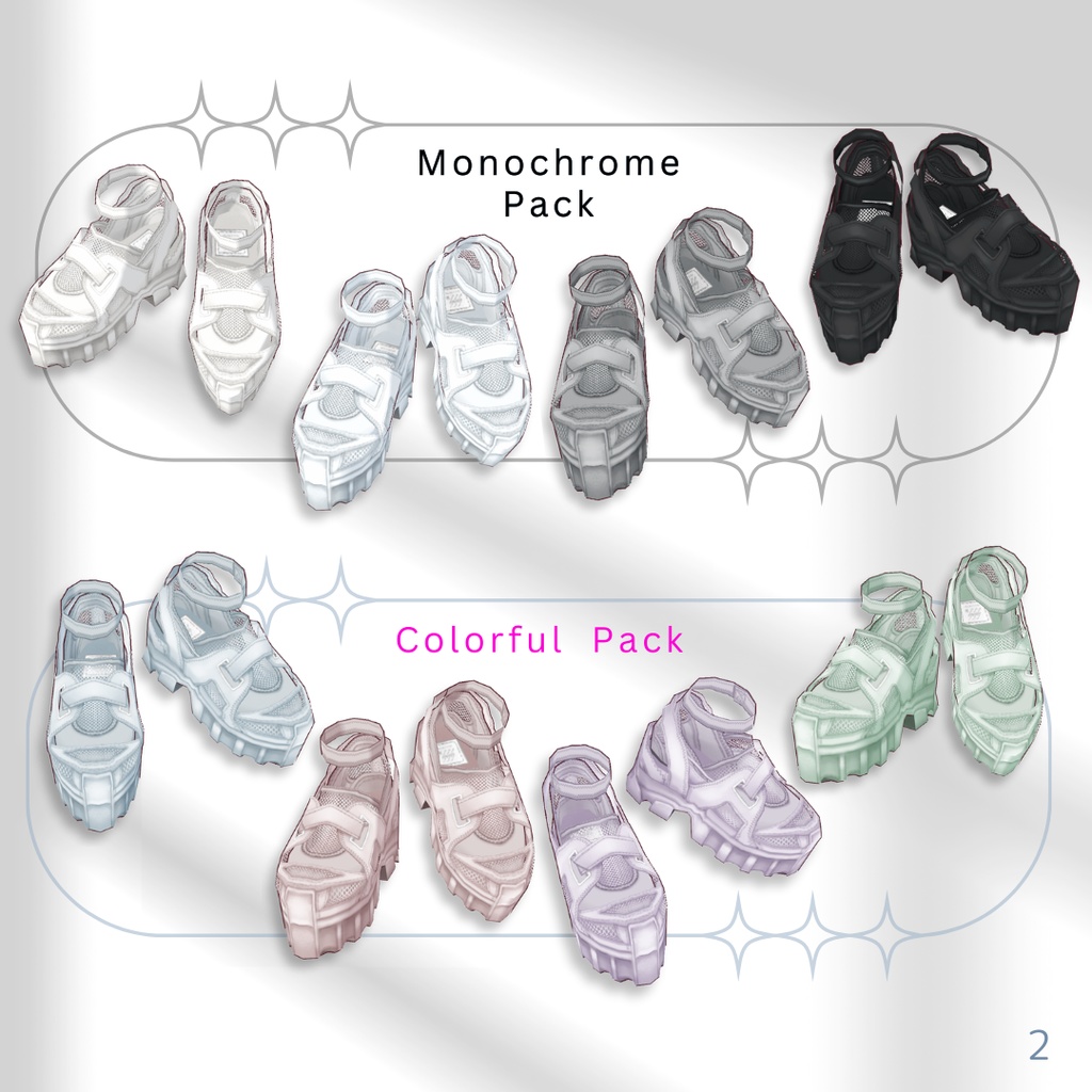 Mesh Velcro Chunky Sneakers【VRoid】