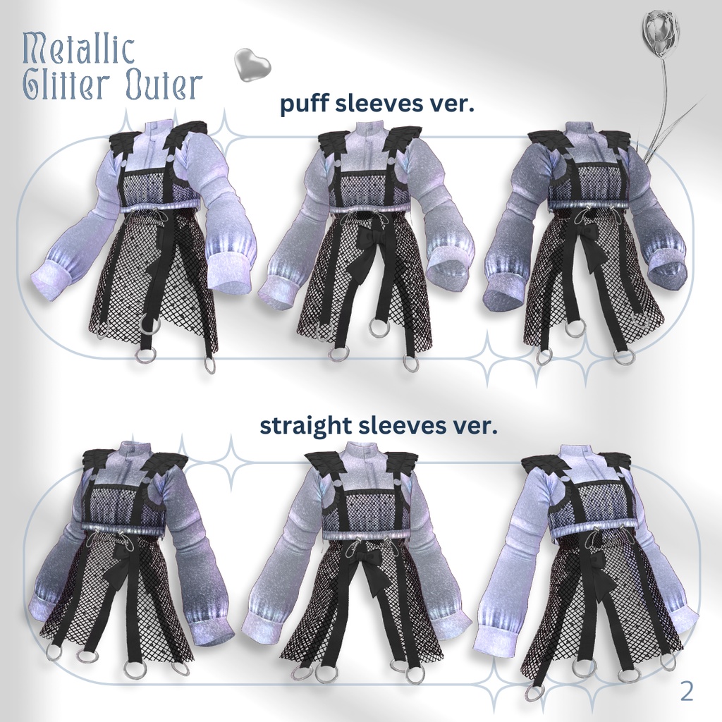 Metallic Glitter Outer,Skirt,Short Leggings Set【VRoid】