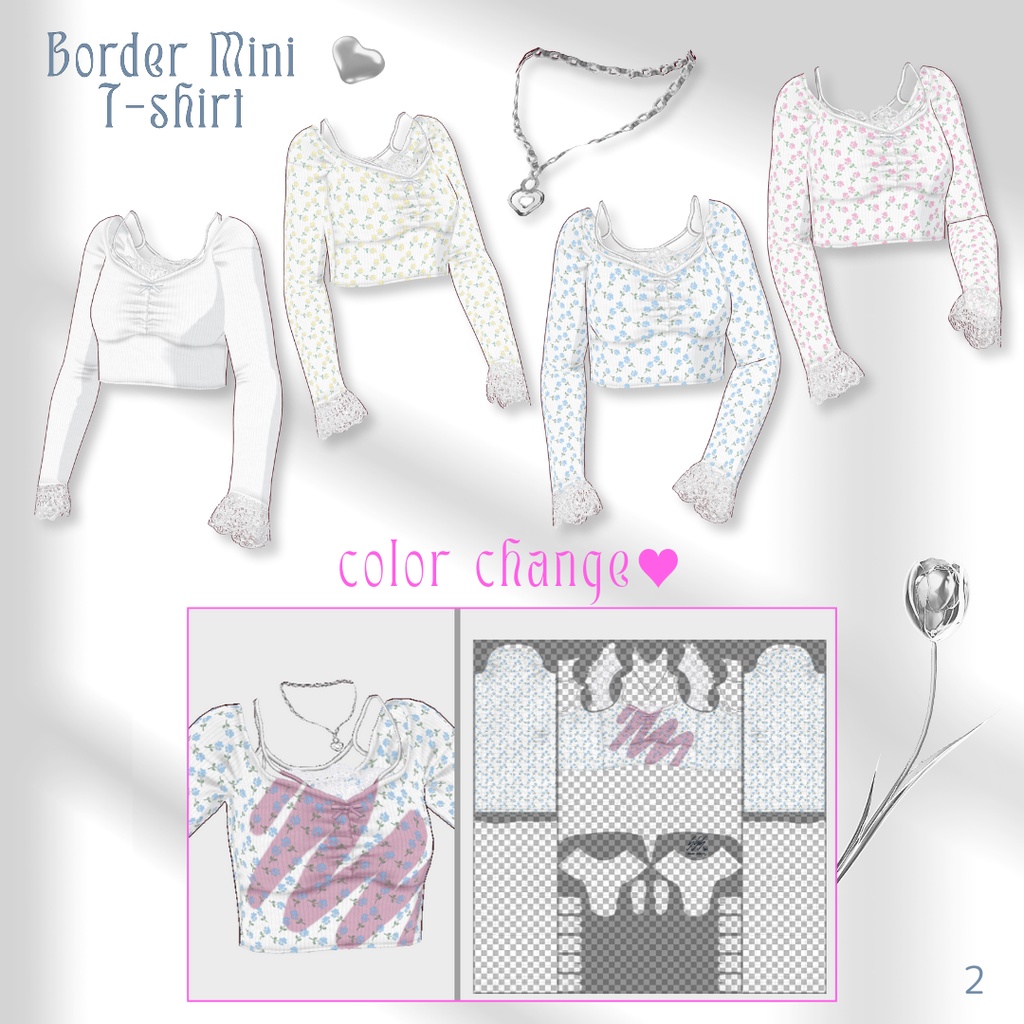 【Color Change】Flower Pattern Tops 【VRoid】