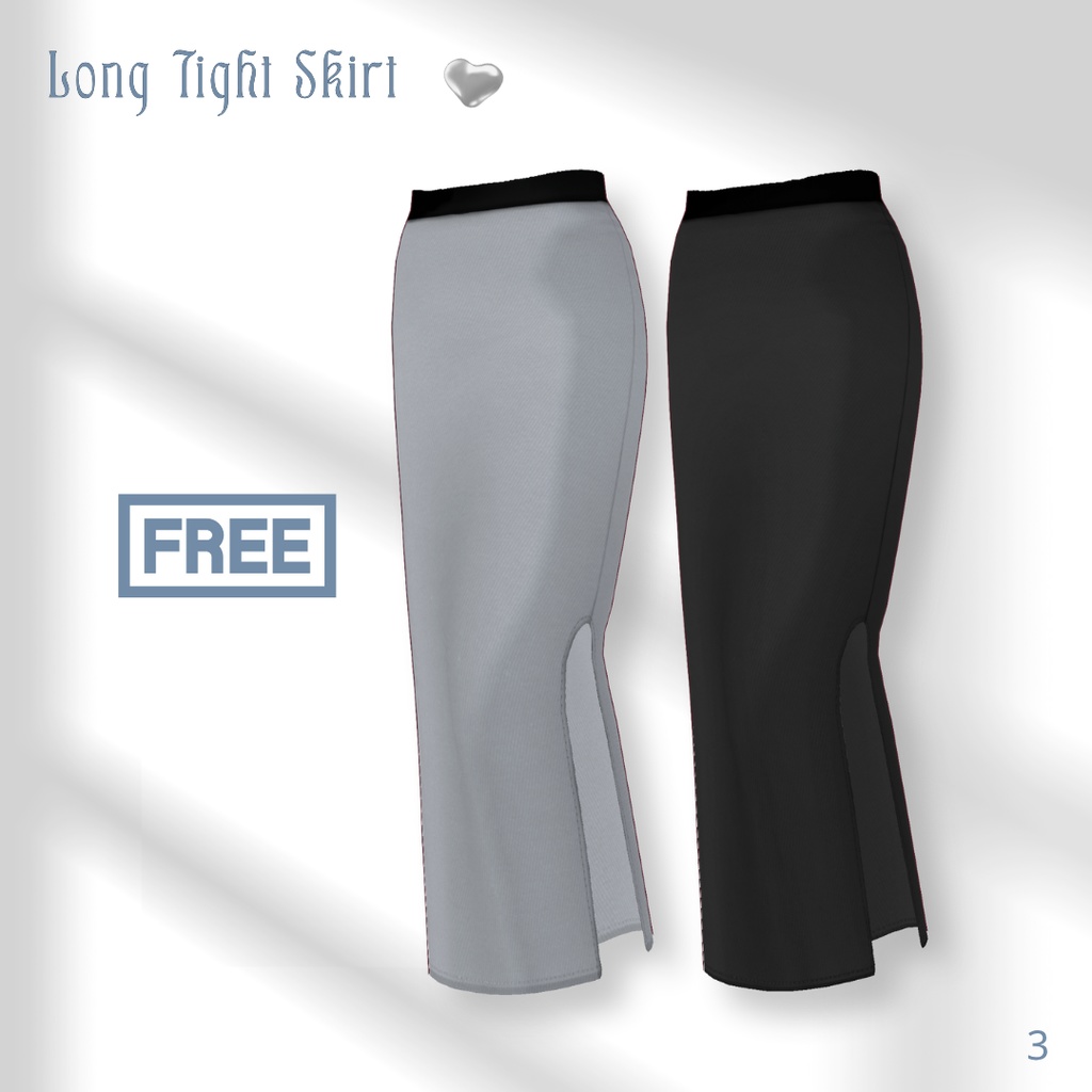 【無料有】Fruits Embroidery  Blouse & Long Tight Skirt【VRoid】