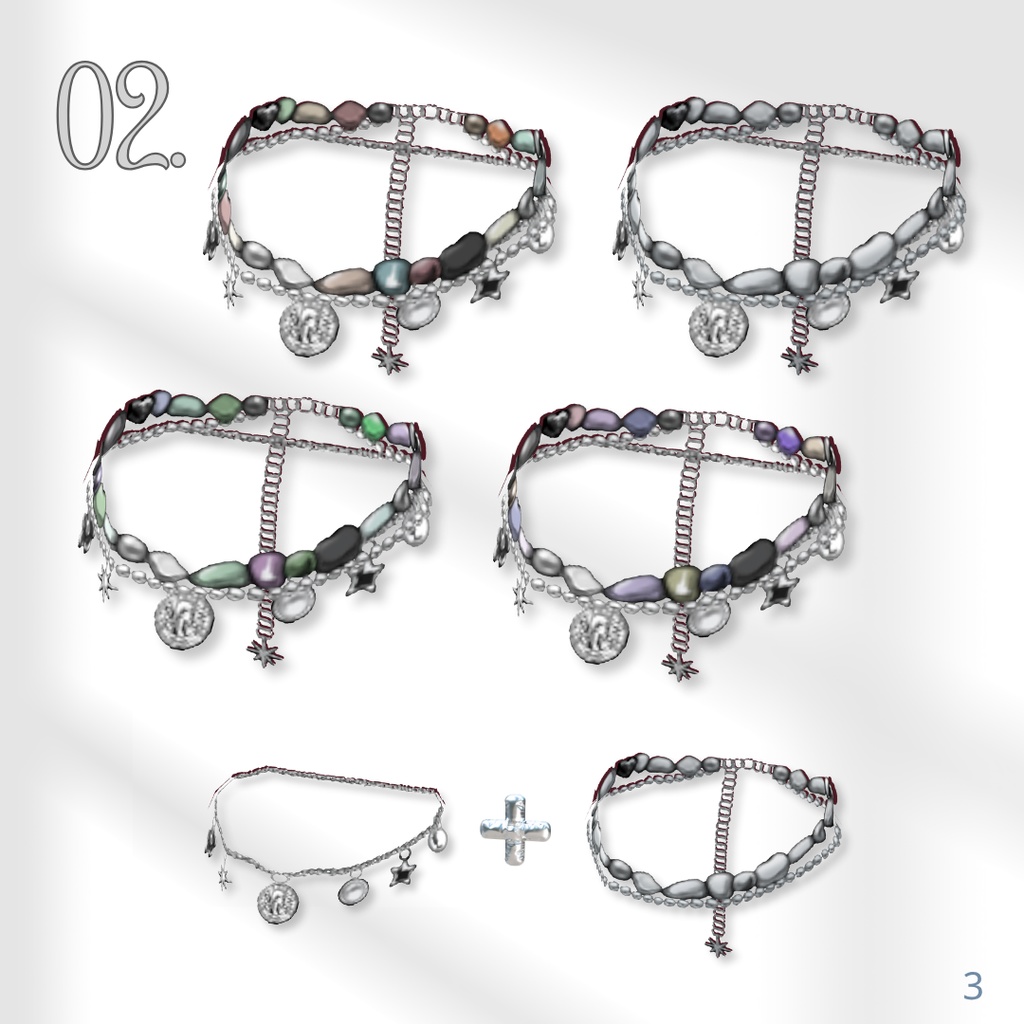 【3Types】Spring / Summer Choker Necklaces【VRoid】