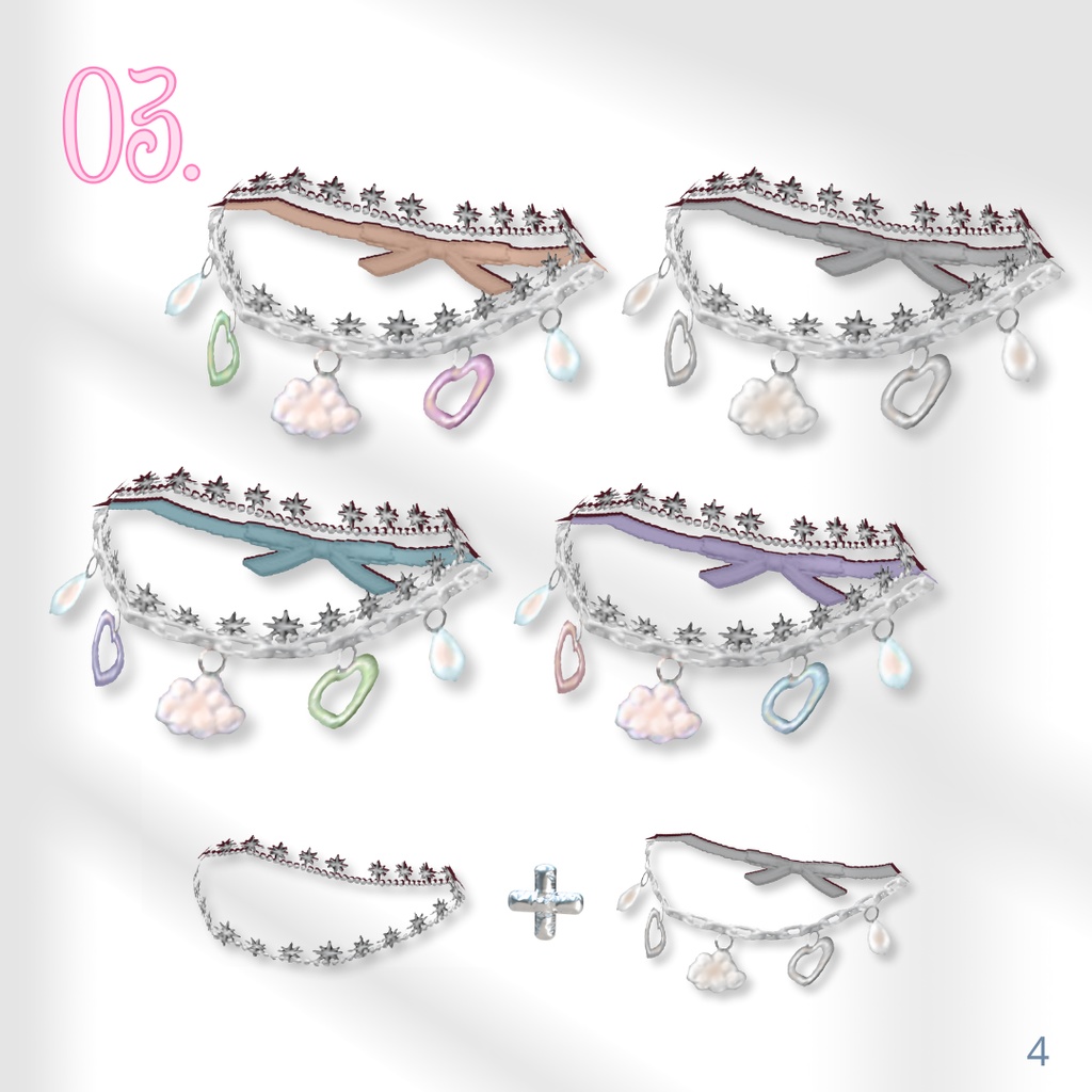 【3Types】Spring / Summer Choker Necklaces【VRoid】